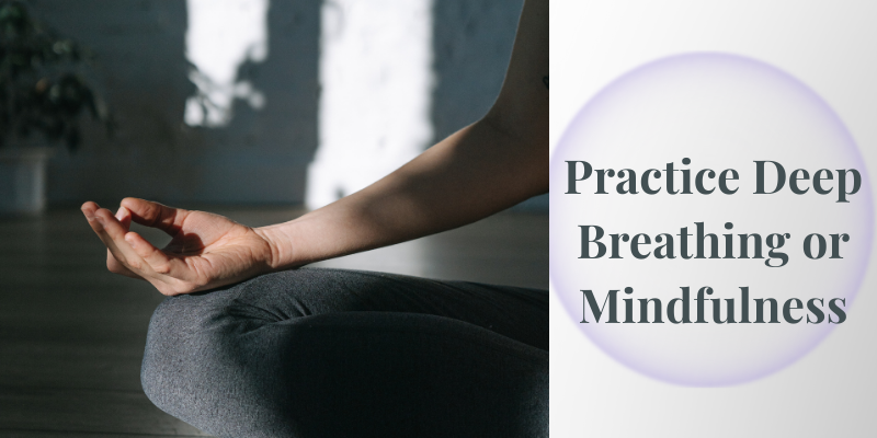 Practicing deep breathing or mindfulness to reduce stress and calm the mind