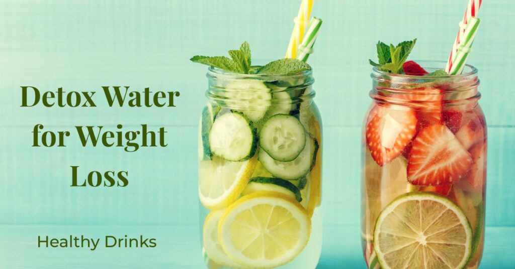 detox water for weight loss with lemon cucumber mint and strawberry infused drinks in glass jars