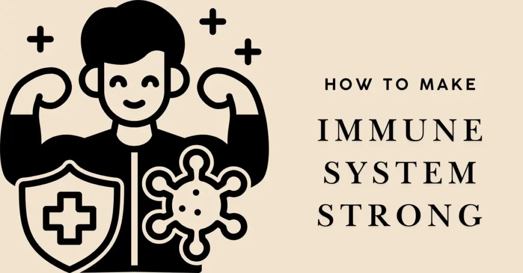 How to make immune system strong illustration with person showing strength shield and virus protection