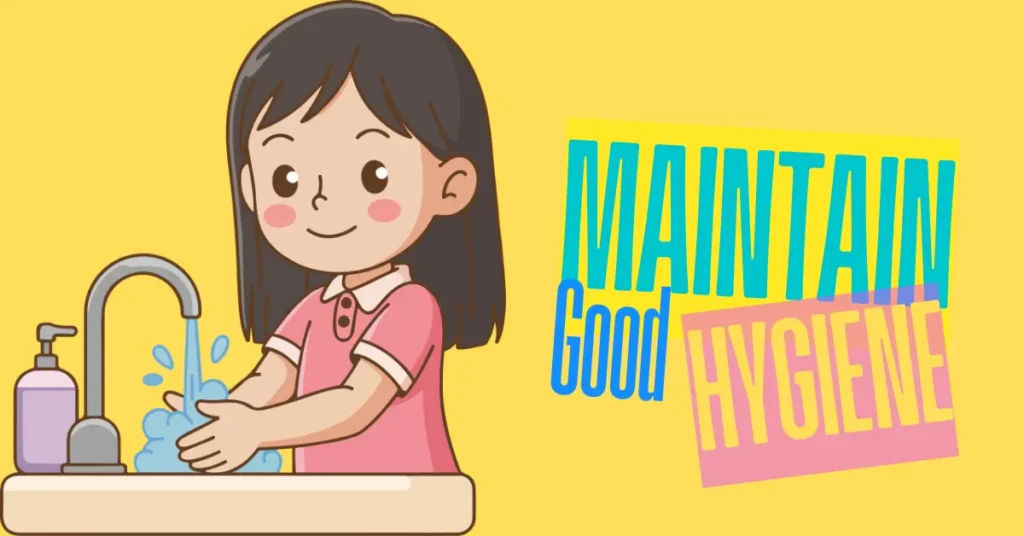 Child washing hands under running water illustrating maintain good hygiene and prevent infections