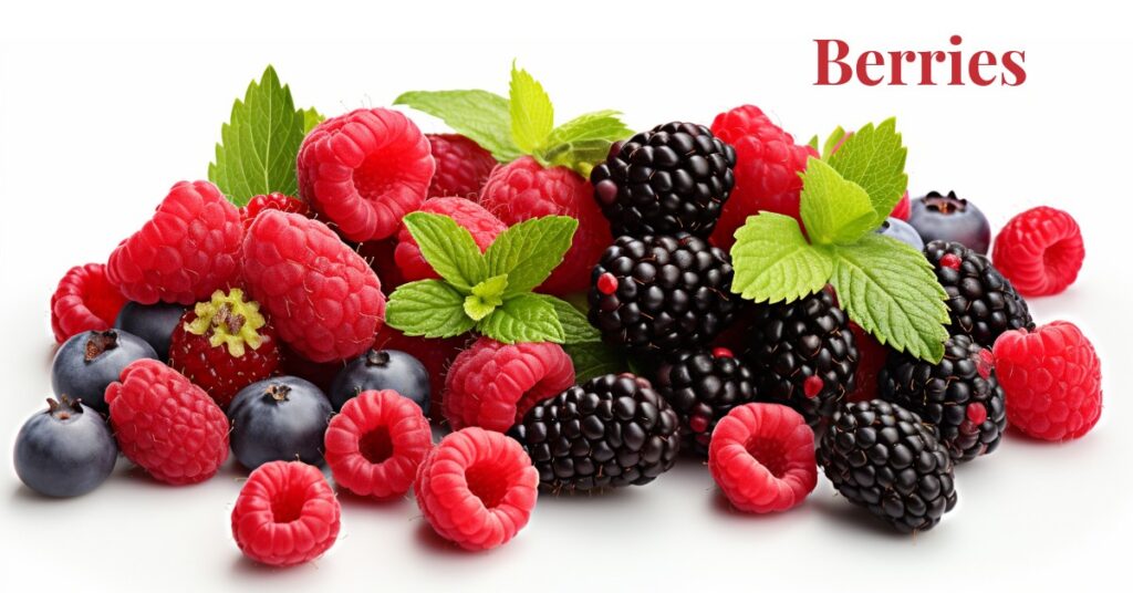 Antioxidant rich berries like raspberries, blueberries, and blackberries that help boost immunity and overall health