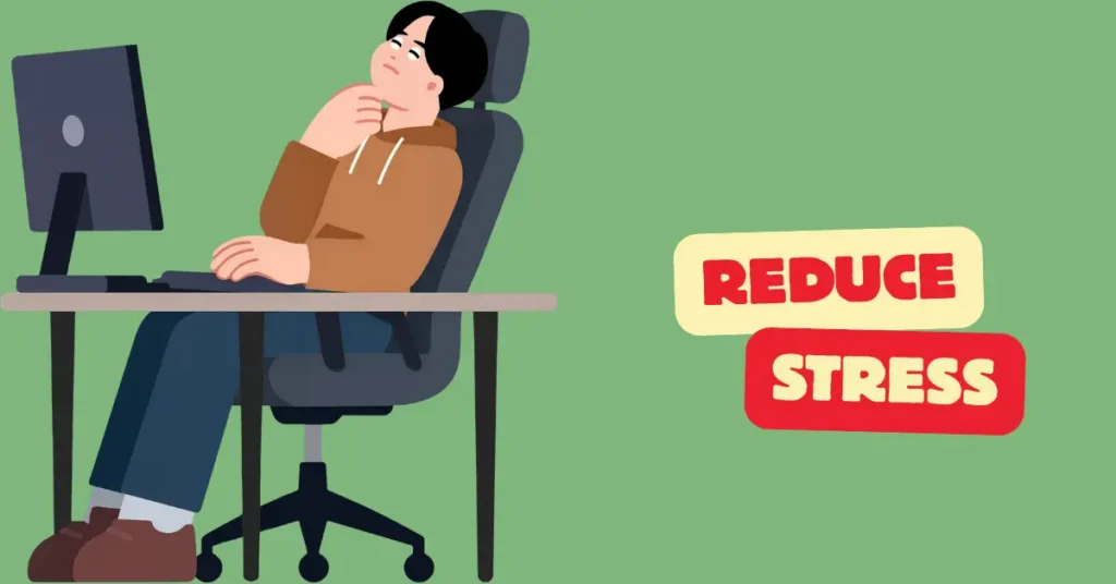 Man sitting at desk thinking illustrating reduce stress concept and mental wellness in daily life